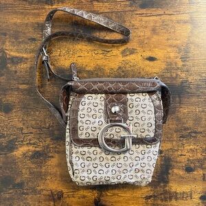 Guess Brown and Cream Crossbody Bag